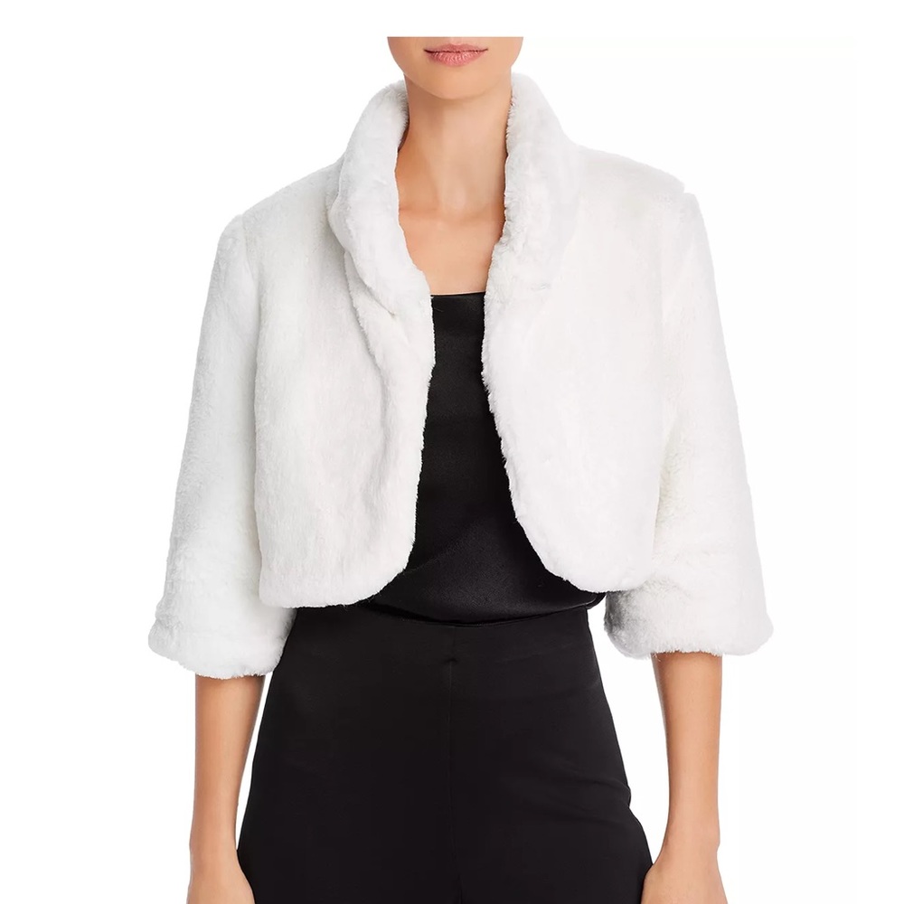 Beautiful Laundry White Faux fur shrug. Size S. NWT